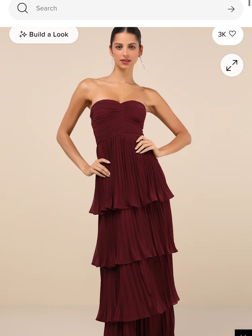 Lulu's Strapless Tiered Maxi Dress in Burgundy